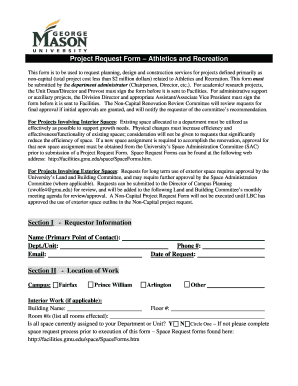 Project Request Form Athletics and Recreation - facilities gmu