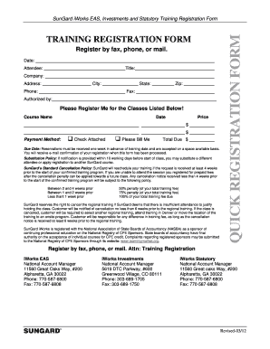 SunGard Training Registration Form