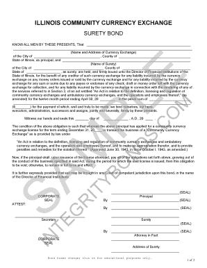 Currency form - ILLINOIS COMMUNITY CURRENCY EXCHANGE - integritybondscom