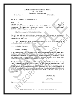 Oklahoma Construction Industries Board License Bond