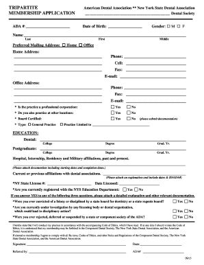 New York State Dental Association Membership Application