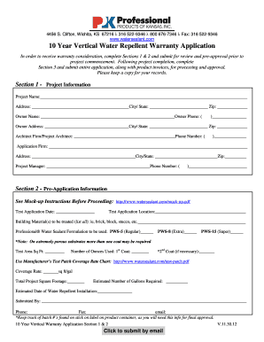 10 Year Vertical Water Repellent Warranty Application
