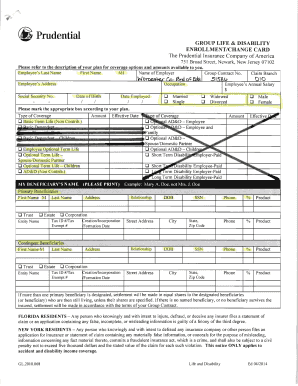 Prudential Group Life & Disability Enrollment Form