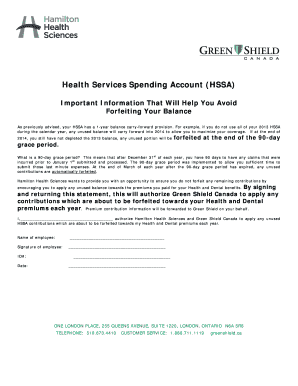 Health Services Spending Account Authorization Form