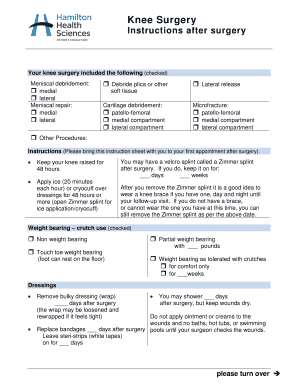 Knee Surgery Post-Operative Instructions