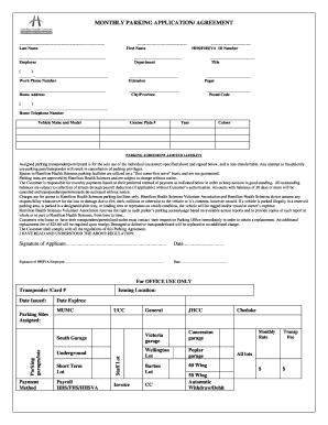 Monthly Parking Application Agreement