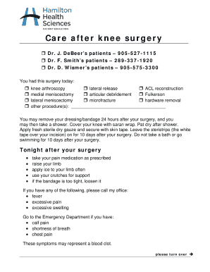 Knee Surgery Aftercare Instructions