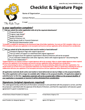 Wwwthekidstrustorg Checklist Signature Page