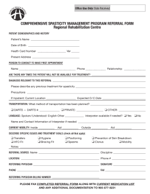 Comprehensive Spasticity Management Program Referral Form