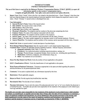 Delaware Workers' Compensation Physician's Report