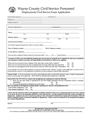 Wayne County Civil Service Exam Application