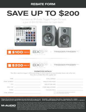 M-Audio Product Rebate Form