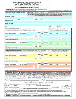 Maryland State Retirement Beneficiary Designation Form