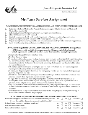 Medicare Services Assignment Form
