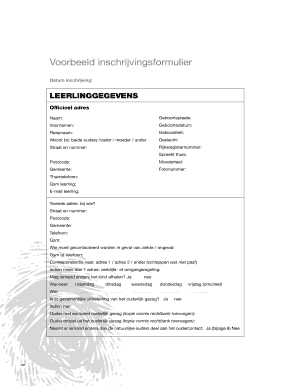 Voorbeeld inschrijvingsformulier