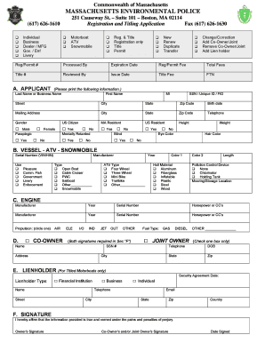 Massachusetts Registration and Titling Application