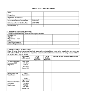 Fillable Online PERFORMANCE REVIEW.doc Fax Email Print - pdfFiller