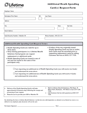 Health Spending Card Request Form