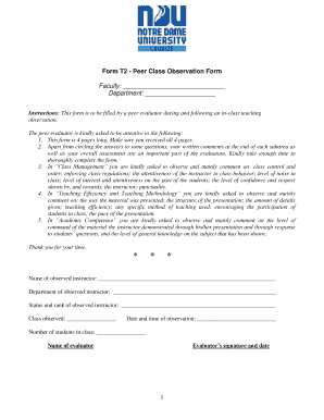 Peer Class Observation Form