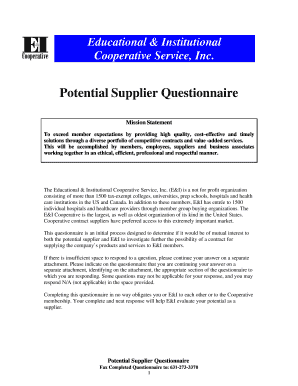 Potential Supplier Questionnaire