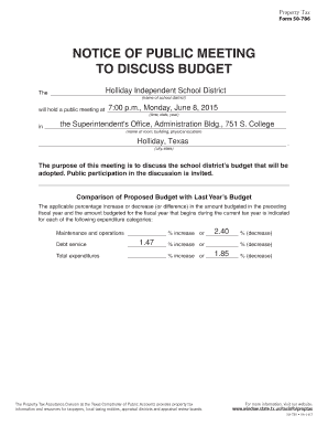 Texas School District Budget Meeting Notice