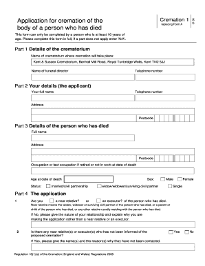 Cremation Application Form