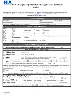 Counselling plan template - Small Cell Lung Cancer (SCLC) Radiation Therapy Treatment Plan Checklist