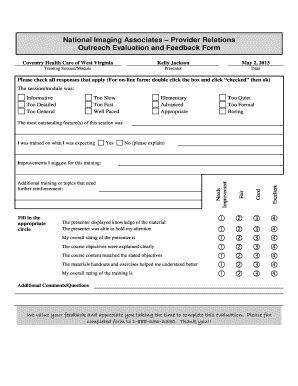 Feedback forms for training - Training-evaluation-form-chc-of-wv