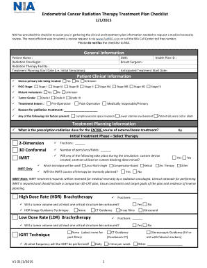 Endometrial Cancer Radiation Therapy Treatment Plan Checklist