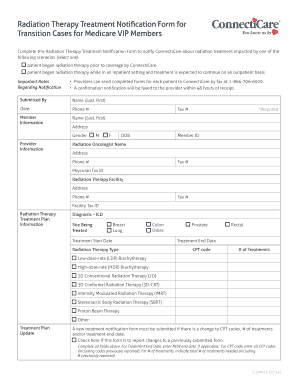 Radiation Therapy Treatment Notification Form