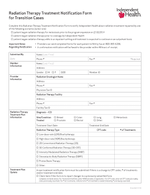 Radiation Therapy Treatment Notification Form