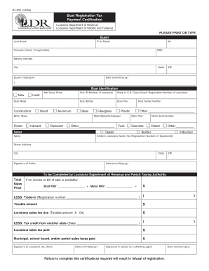 Louisiana Boat Registration Tax Payment Certification