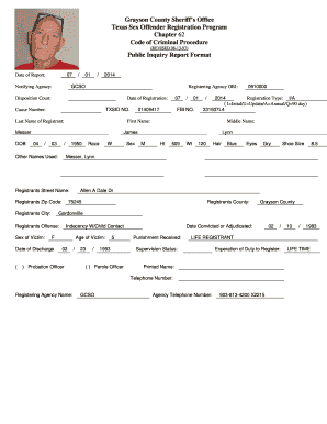 Texas Sex Offender Registration Form