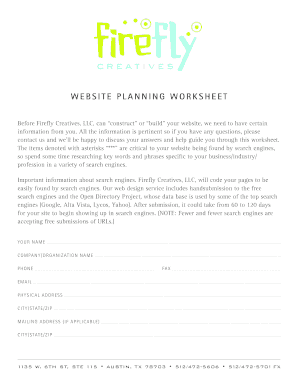 Website Planning Worksheet