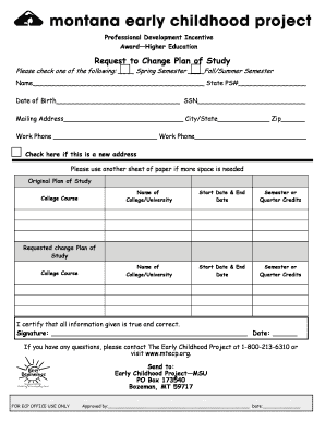 Request to Change Plan of Study