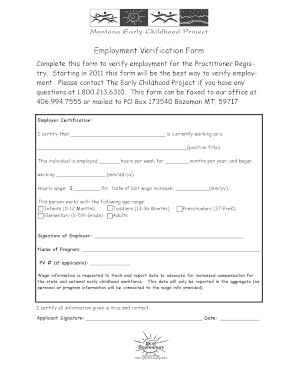 Verification of employment questions - Employment Verification Form - Montana NSF EPSCoR