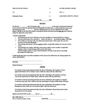 Texas Deferred Disposition Motion