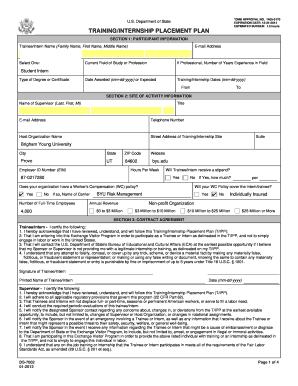 US Department of State Training Internship Placement Plan