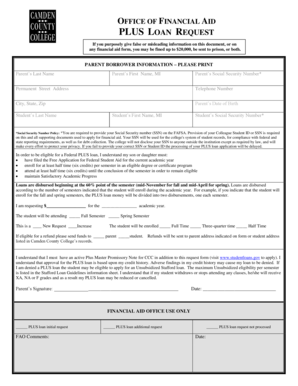 Parent PLUS Loan Request Form