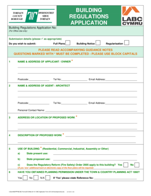 Building Regulations Application Form