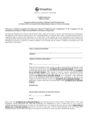 VimpelCom Proxy Form