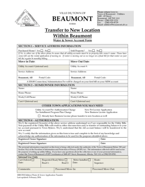 Water & Sewer Account Transfer Form