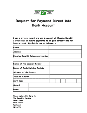 Housing Benefit Direct Payment Request