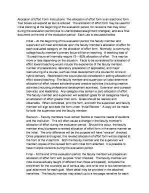 Allocation of Effort Form