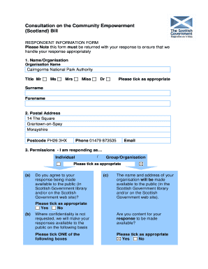 Community Empowerment (Scotland) Bill Consultation Form