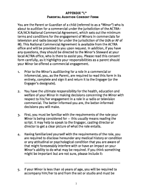 Parental Audition Consent Form