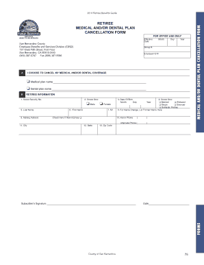 San Bernardino County Retiree Medical/Dental Cancellation Form