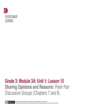 Grade 3: Module 3A: Unit 1: Lesson 10 Sharing Opinions and Reasons: Peter Pan Discussion Groups (Chapters 7 and 8) This work is licensed under a Creative Commons AttributionNonCommercialShareAlike 3