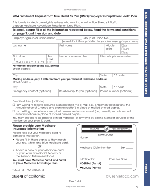 Blue Shield 65 Plus Medicare Advantage Enrollment Form