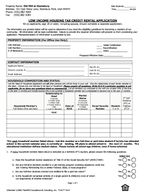 Low Income Housing Tax Credit Rental Application